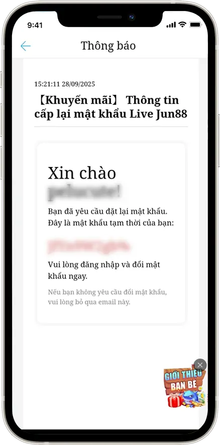 Bước 4: Vào mục thông báo kiểm tra mật khẩu đăng nhập mới.